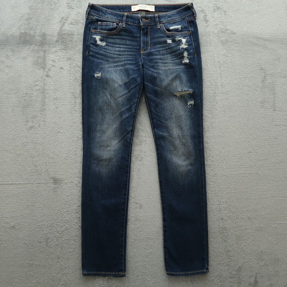Abercrombie & Fitch Jeans Women's 4S Blue Low-Rise Skinny 30" Inseam Distressed